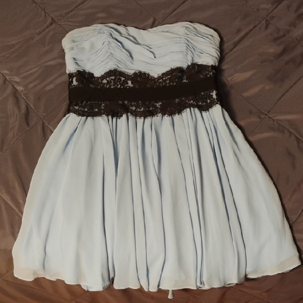 Pearl By Georgina Chapman Light Blue Dress With Black Lace